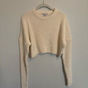 Urban Outfitters Cream Ribbed Crew Neck Sweater